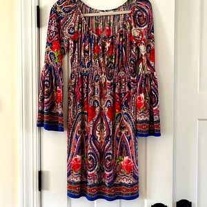 Boston Proper Paisley Dress Bell Sleeve Knit 4